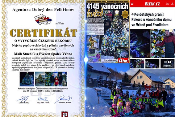 Vánoční dům Vrbo a certifikát hvězdička přání