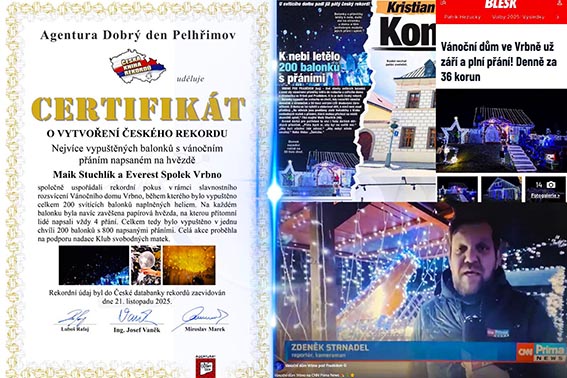 vánoční dům Vrbno a certifikát hvězdička přání pro Ježíška