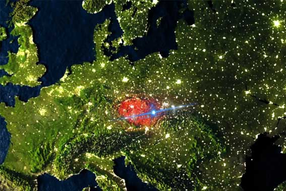 Vánoční dům Vrbno z vesmíru